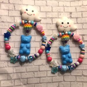 Heishi gummy bear blue cloud happy earrings stars